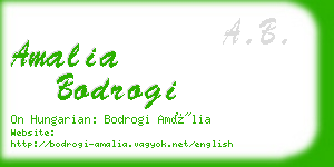 amalia bodrogi business card